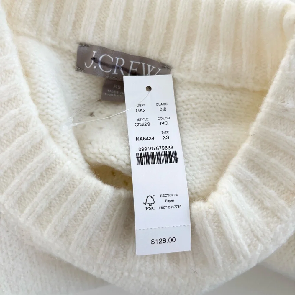NWT J. Crew Relaxed Crewneck Pullover Sweater Ivory